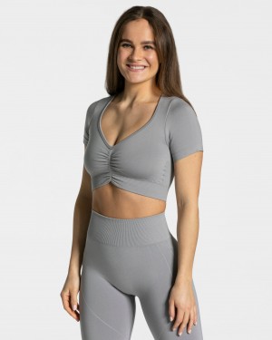 Teveo Focus Crop Top Gray | UIGFKZ-478