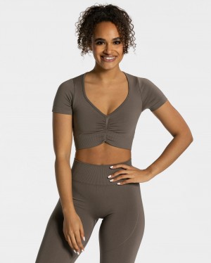 Teveo Focus Crop Top Taupe | NYTFOW-836