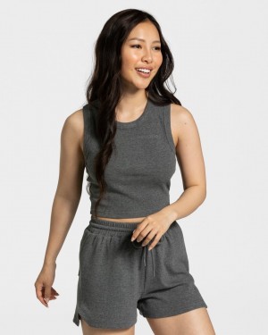 Teveo Lounge Crop Top Dunkelgrau | VNGKHQ-176