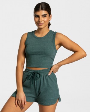 Teveo Lounge Crop Top Dunkelgrün | QYSUZB-208