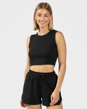 Teveo Lounge Crop Top Schwarz | DCLFYW-784