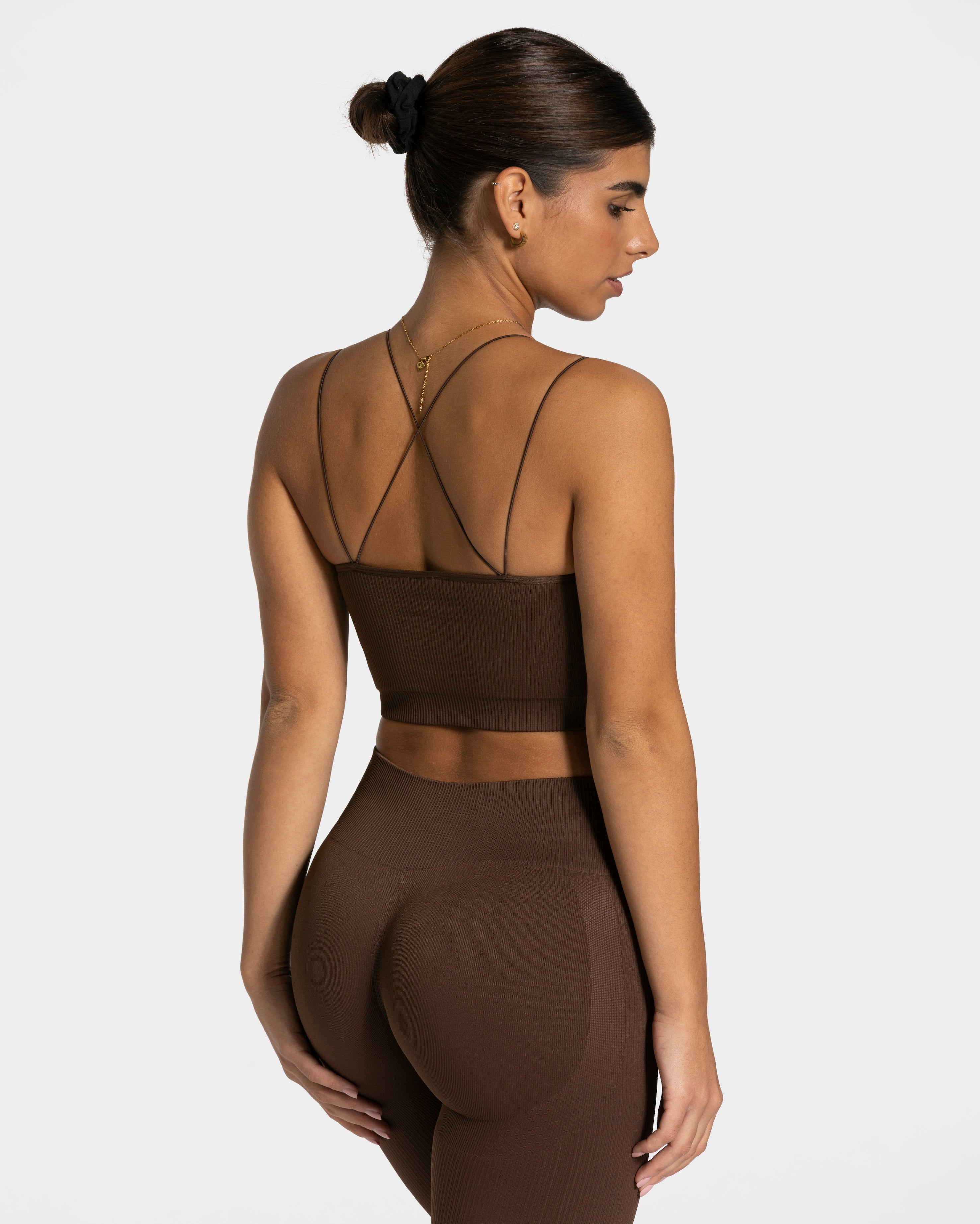 Teveo Elegant Strap Top Dunkelbraun | RLHDSE-651