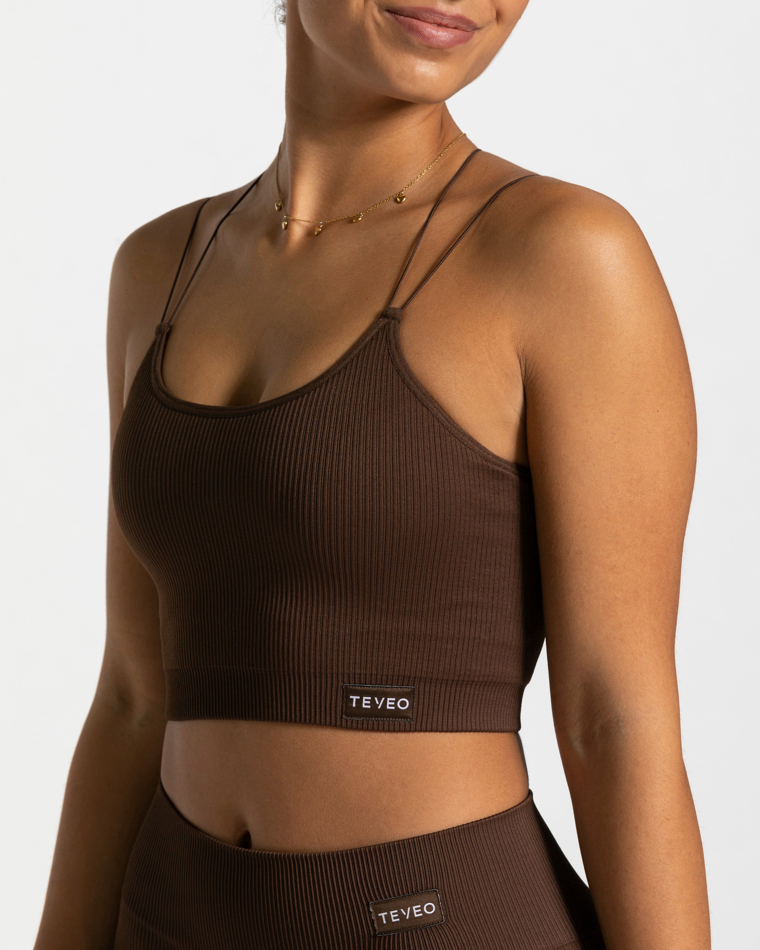 Teveo Elegant Strap Top Dunkelbraun | RLHDSE-651