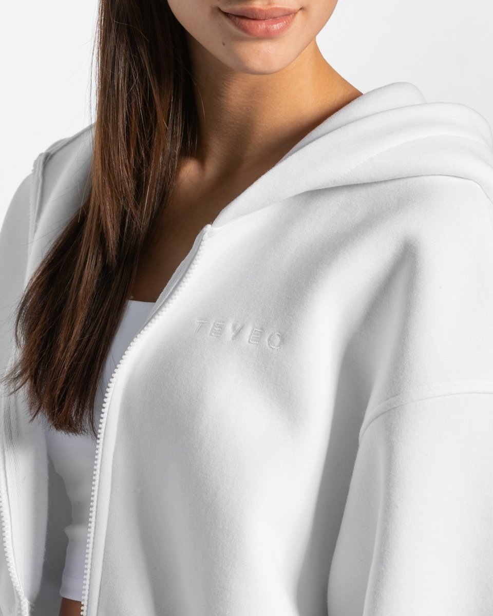 Teveo Iconic Oversized Zip Hoodie Weiß | FPVWCO-024