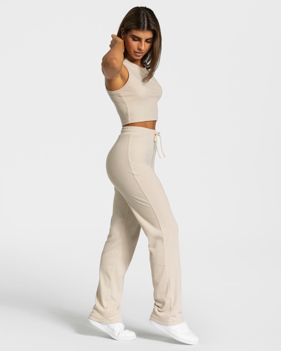 Teveo Lounge Crop Top Beige | UMXGQP-016
