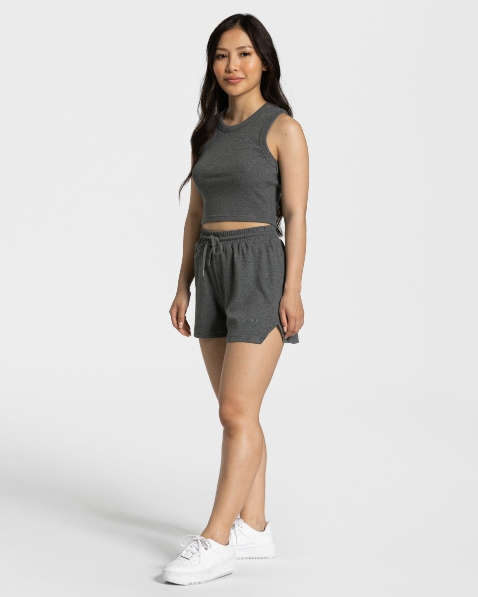 Teveo Lounge Crop Top Dunkelgrau | VNGKHQ-176