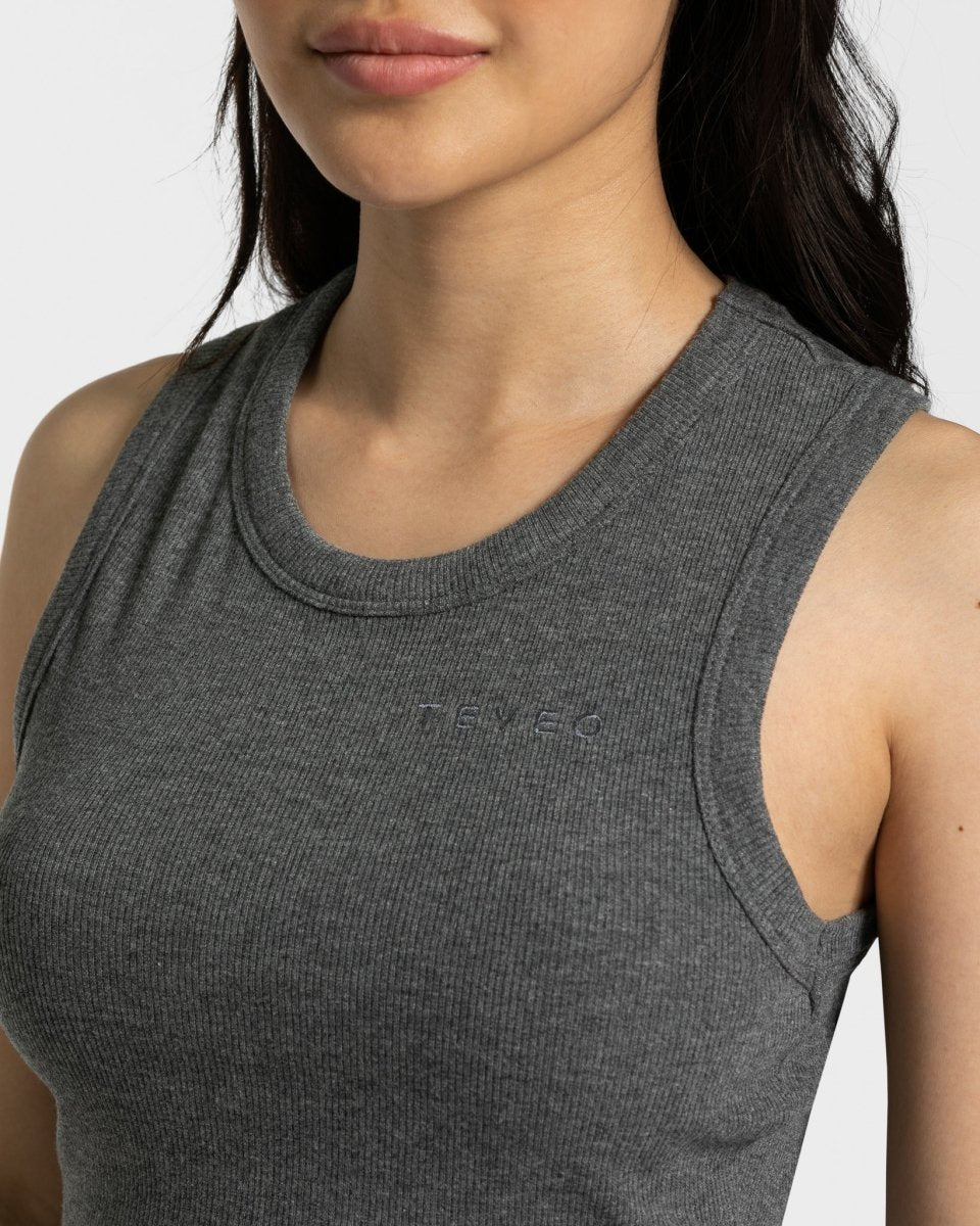 Teveo Lounge Crop Top Dunkelgrau | VNGKHQ-176