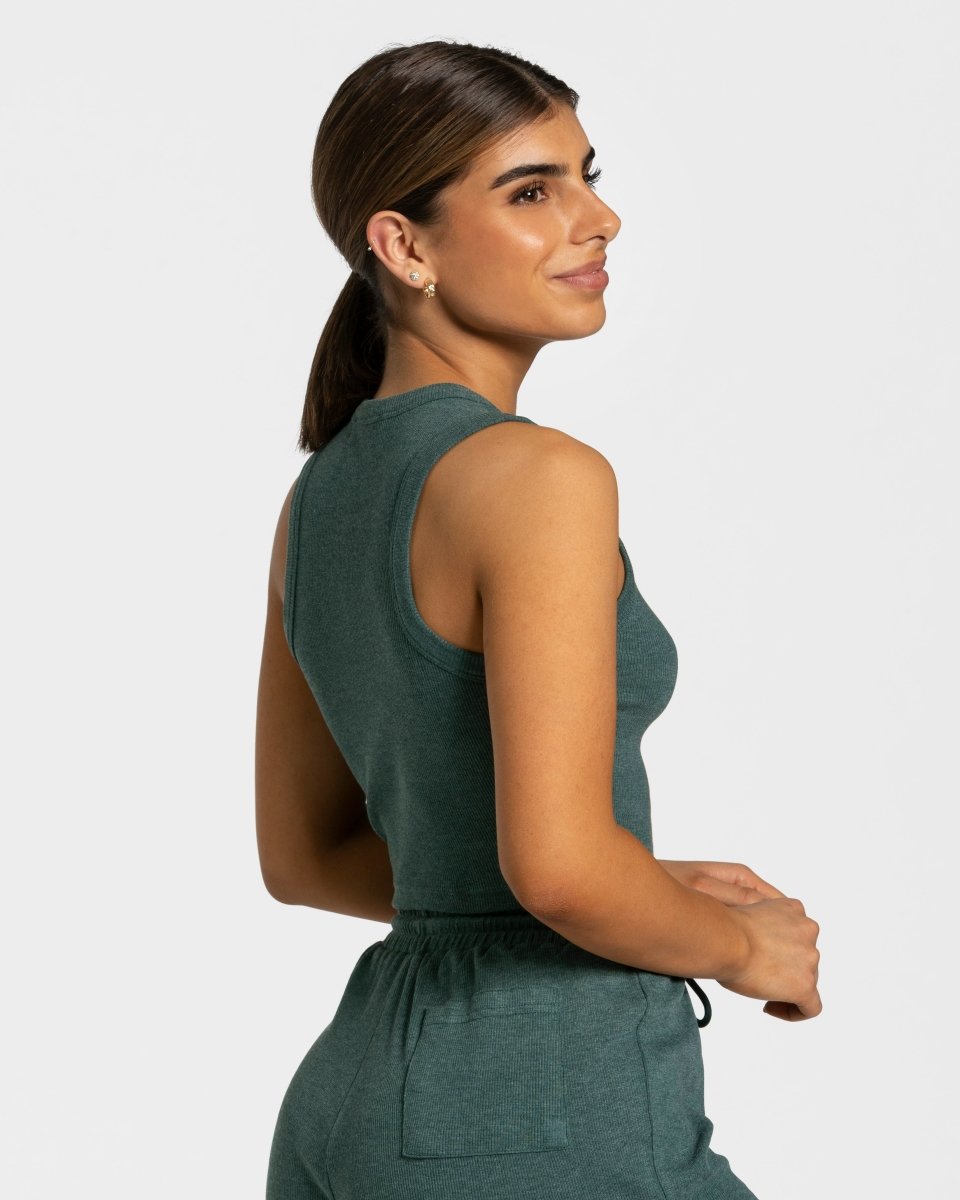 Teveo Lounge Crop Top Dunkelgrün | QYSUZB-208