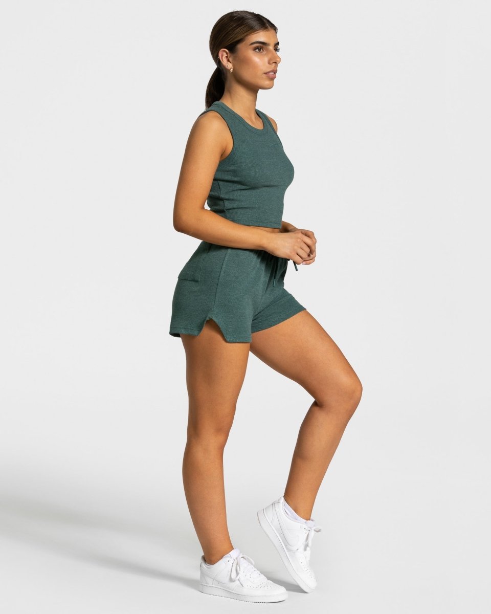 Teveo Lounge Crop Top Dunkelgrün | QYSUZB-208