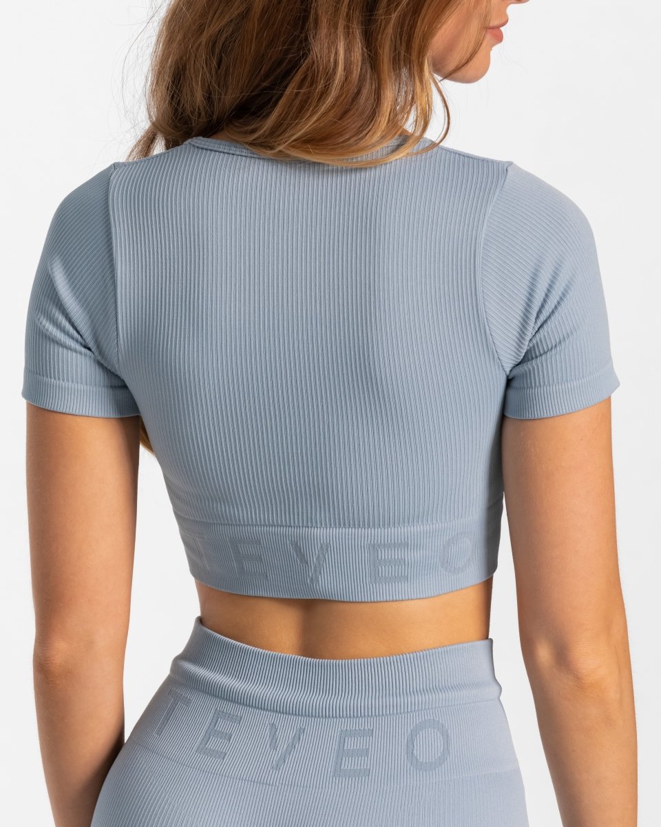 Teveo Ribbed Crop Top Blau | TEBDQO-942