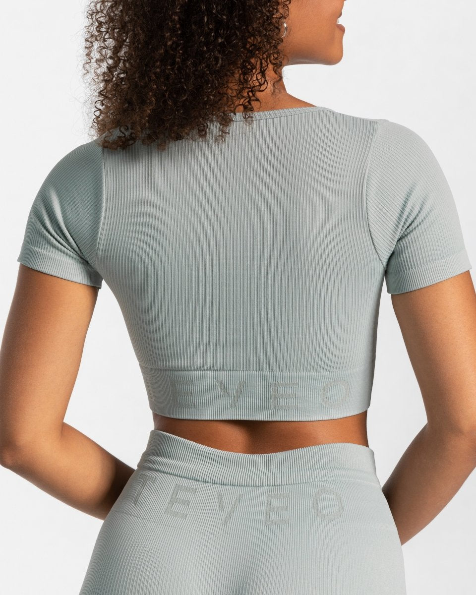 Teveo Ribbed Crop Top Blau | XEVRSY-245