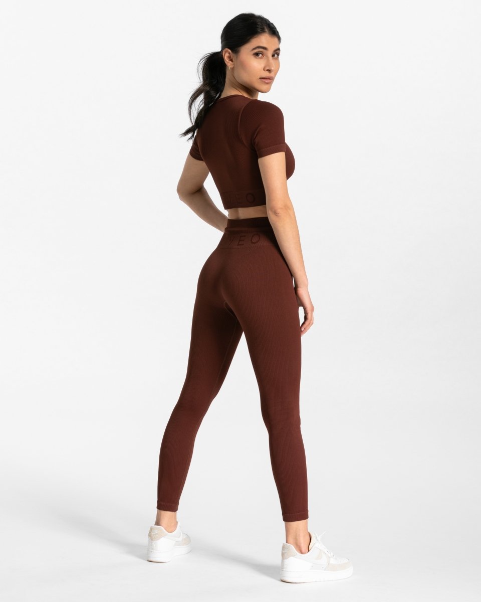 Teveo Ribbed Crop Top Mahagoni | SIHTAE-385