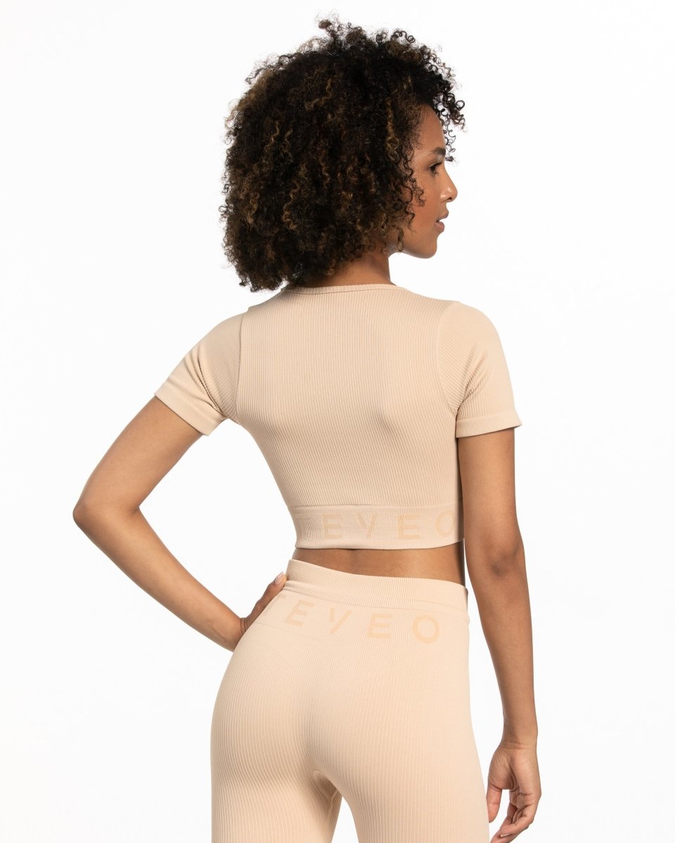 Teveo Ribbed Crop Top Nude | KSFIOC-807