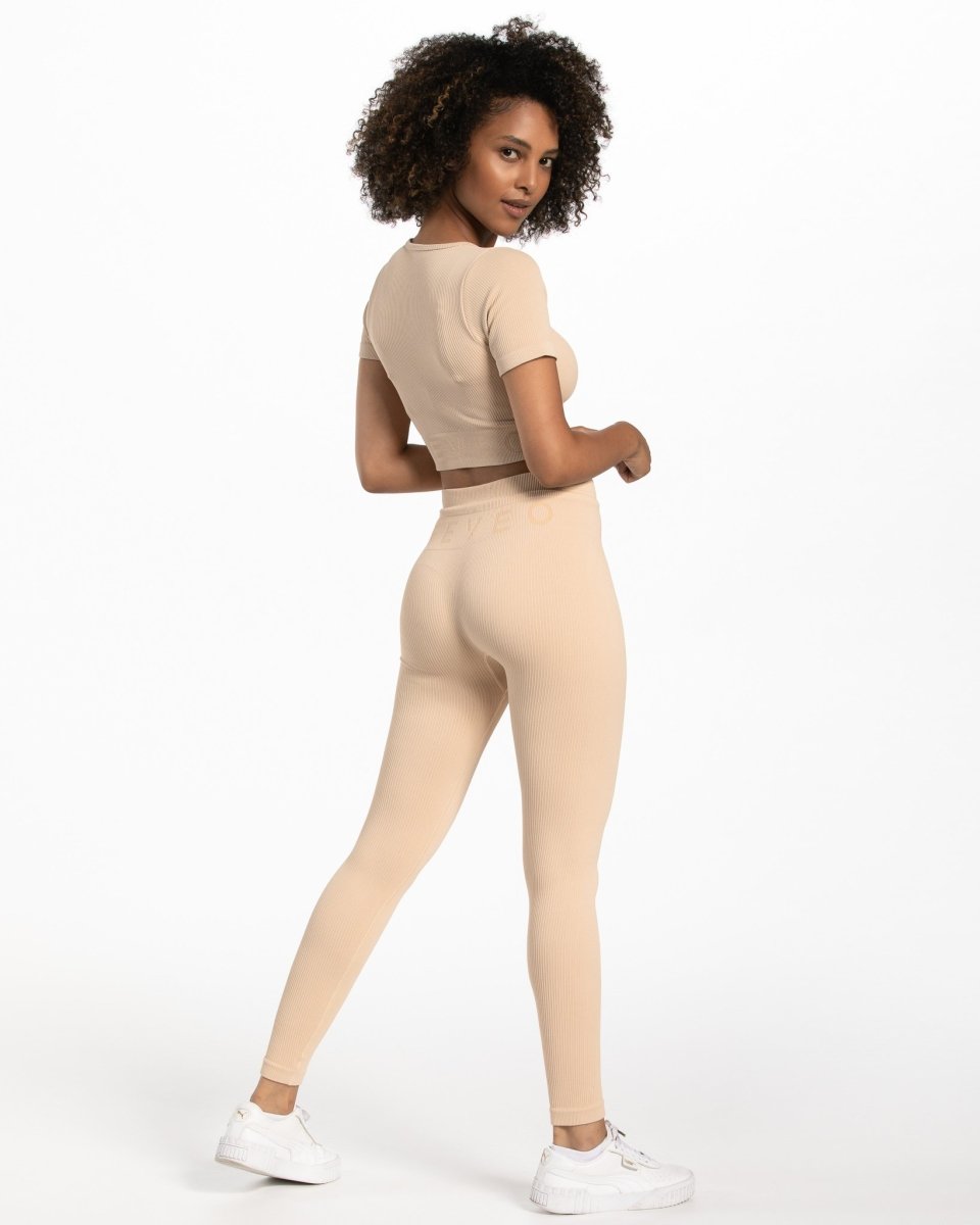 Teveo Ribbed Crop Top Nude | KSFIOC-807