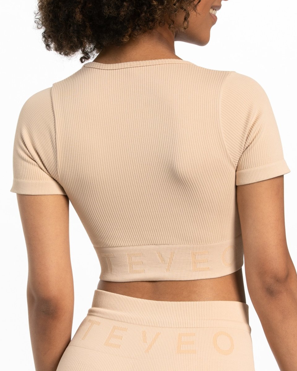 Teveo Ribbed Crop Top Nude | KSFIOC-807