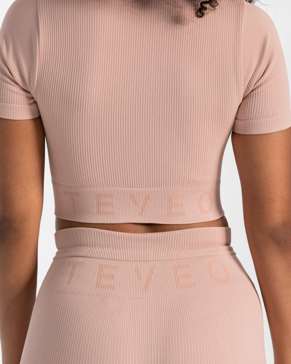 Teveo Ribbed Crop Top Rosa | KLDPNC-067