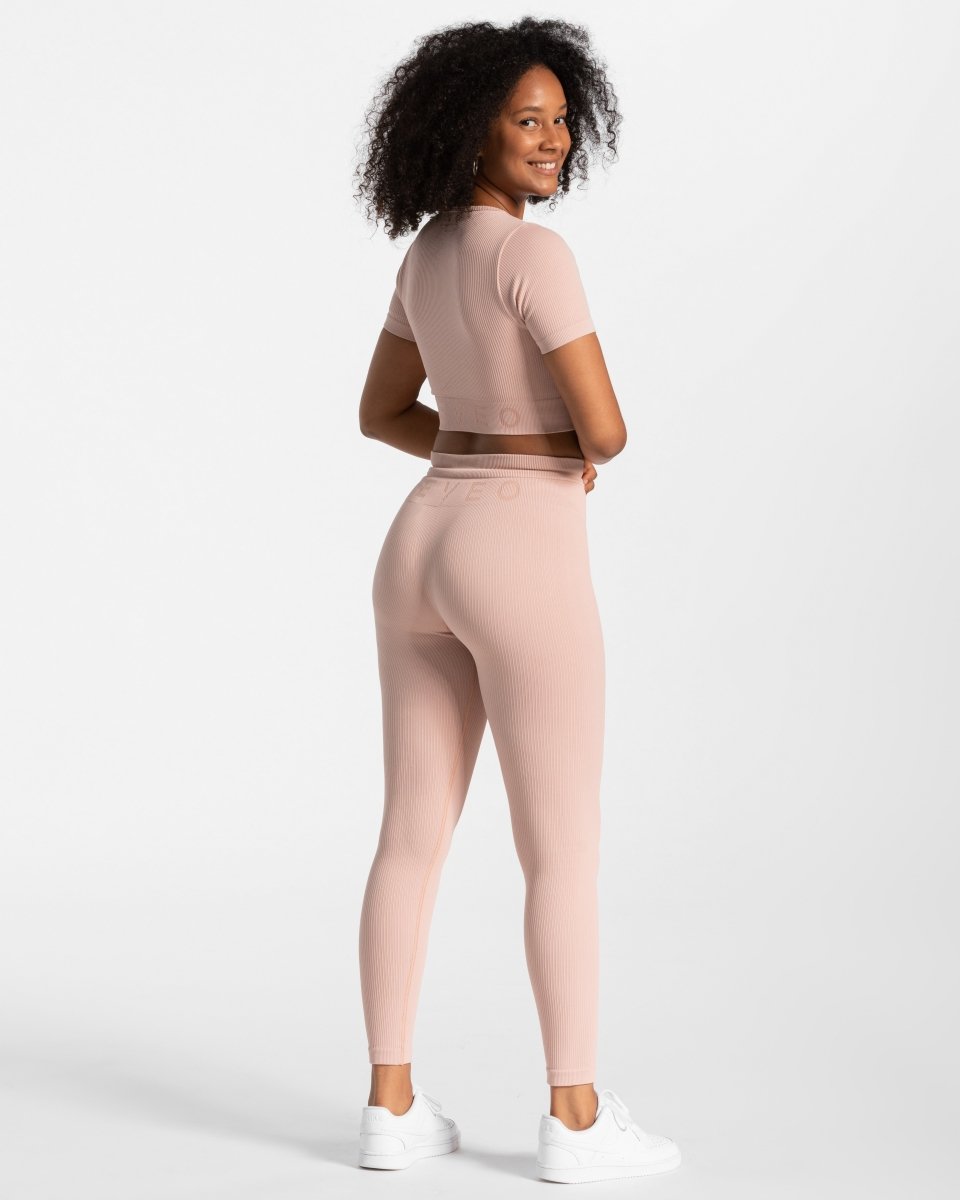 Teveo Ribbed Crop Top Rosa | KLDPNC-067