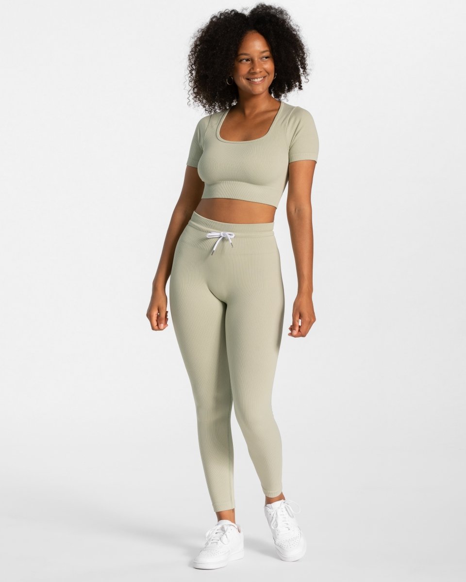 Teveo Ribbed Crop Top Salbei | IZEGHA-649