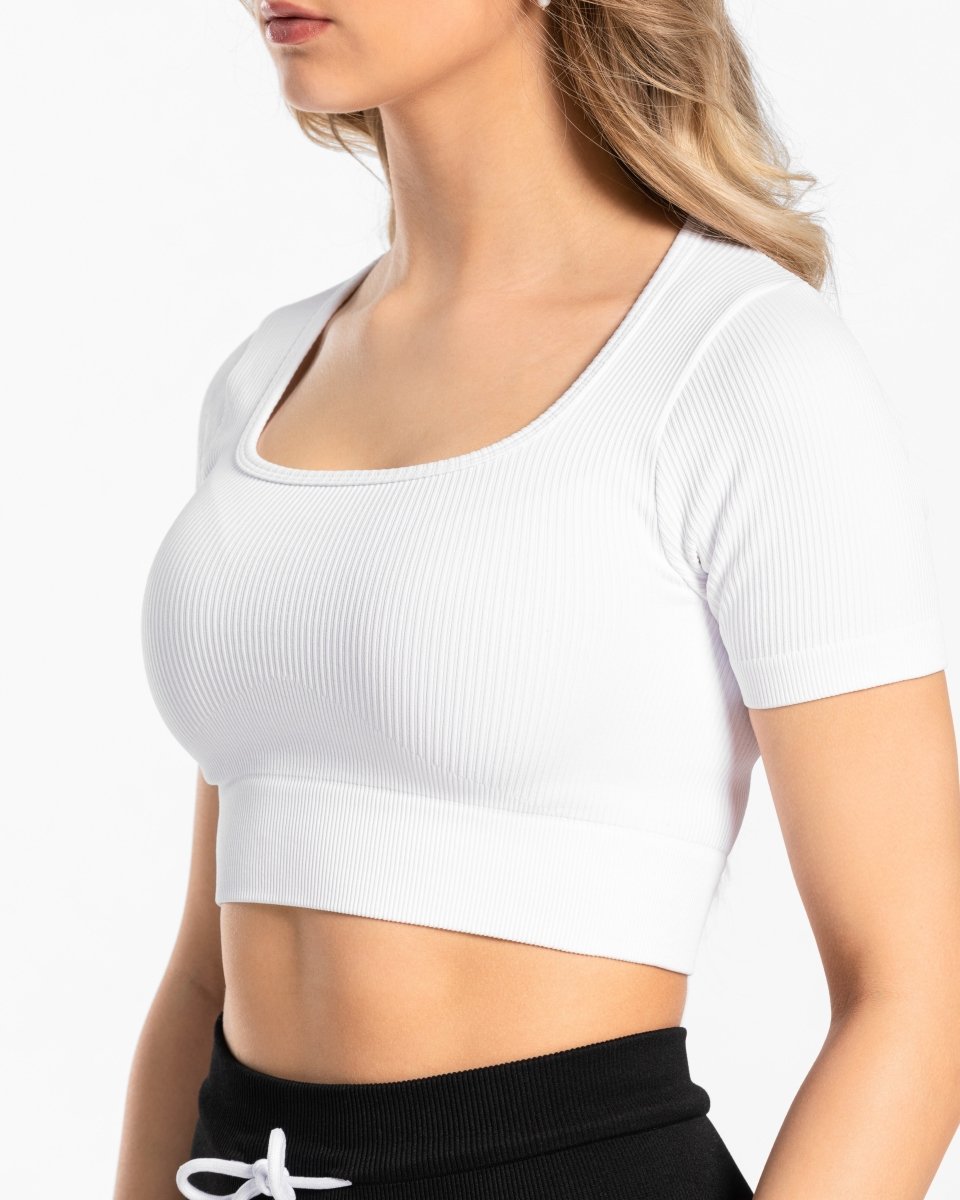 Teveo Ribbed Crop Top Weiß | DJQUBL-629