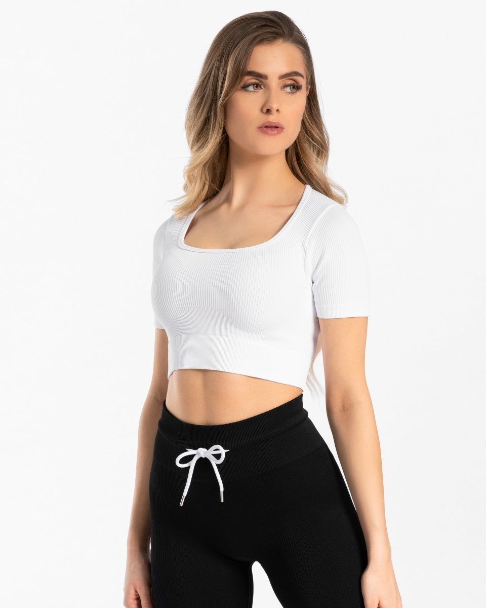 Teveo Ribbed Crop Top Weiß | DJQUBL-629