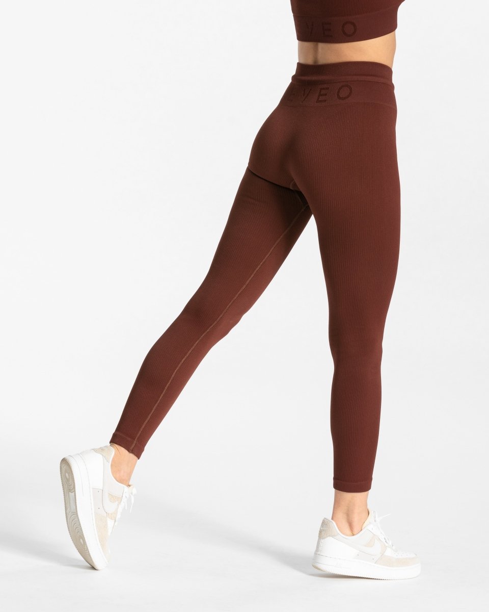 Teveo Ribbed Leggings Mahagoni | LYMKAD-923