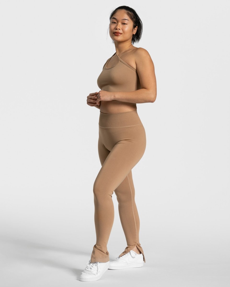 Teveo Sassy One Shoulder Top Beige | QNEOXM-341